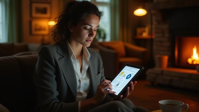 A person studying preventive health statistics on a tablet with a focused expression.